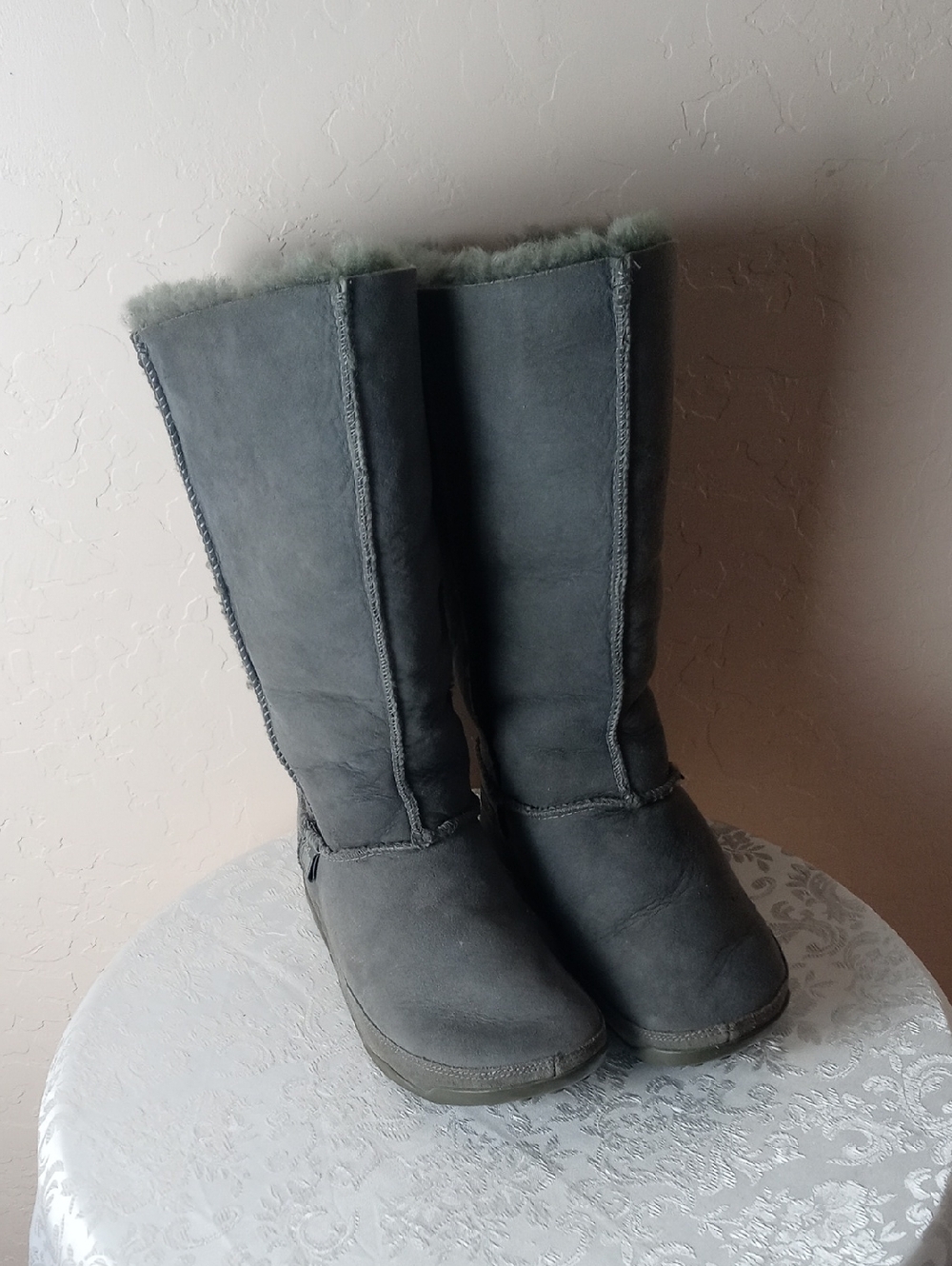 Fitflop Gray Women's Tall Shearling Winter Boots